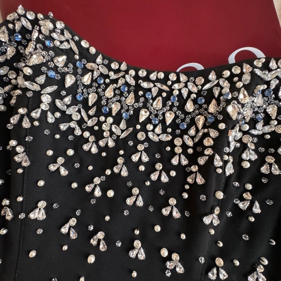 MELISANDE BLACK EMBELLISHED MIDI DRESS - S - Picture 11 of 12